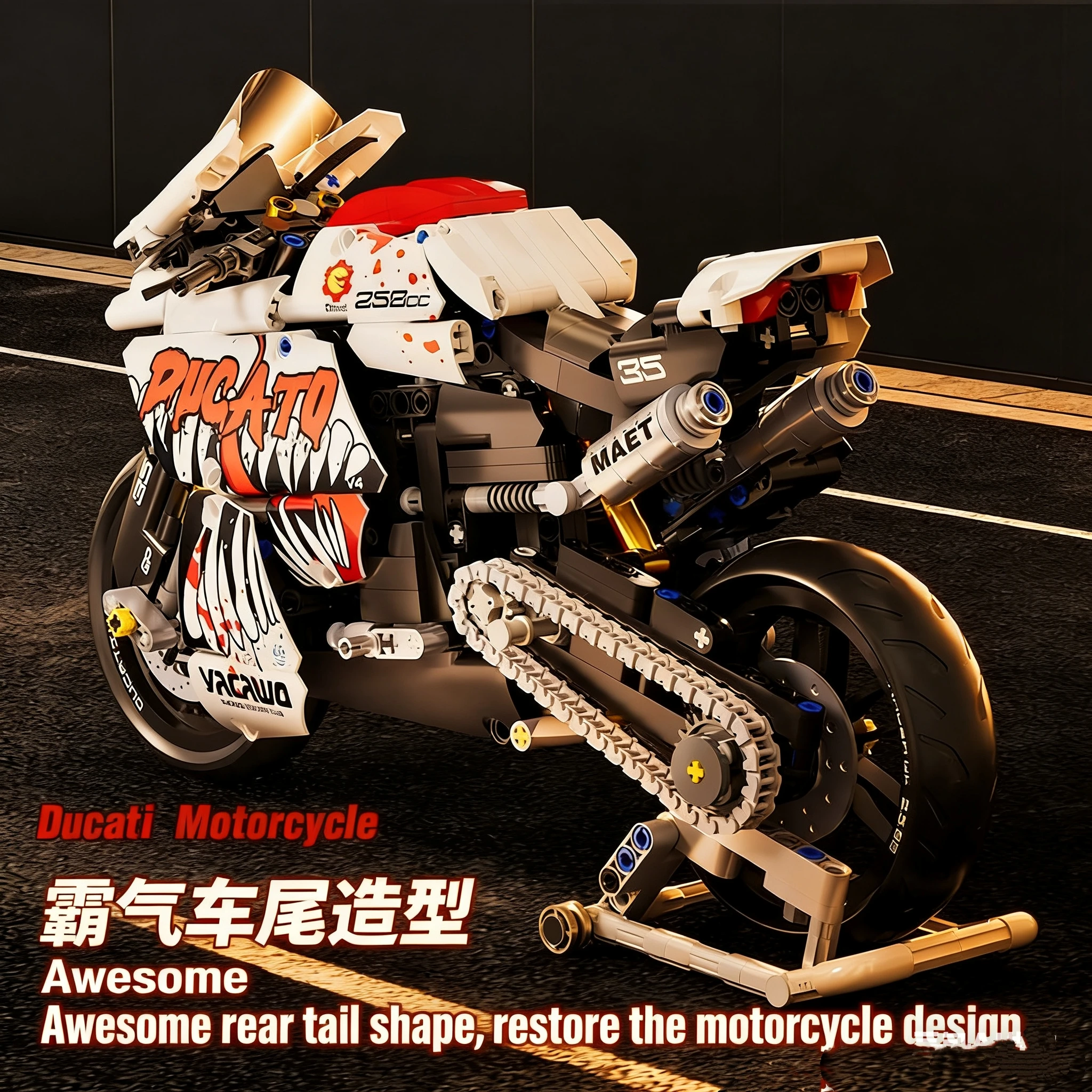 

New Ducati Motorcycle Machine Building Blocks Machinery Series Puzzle Assembly Brick Model Ornament Toy for Kids Birthday Gift