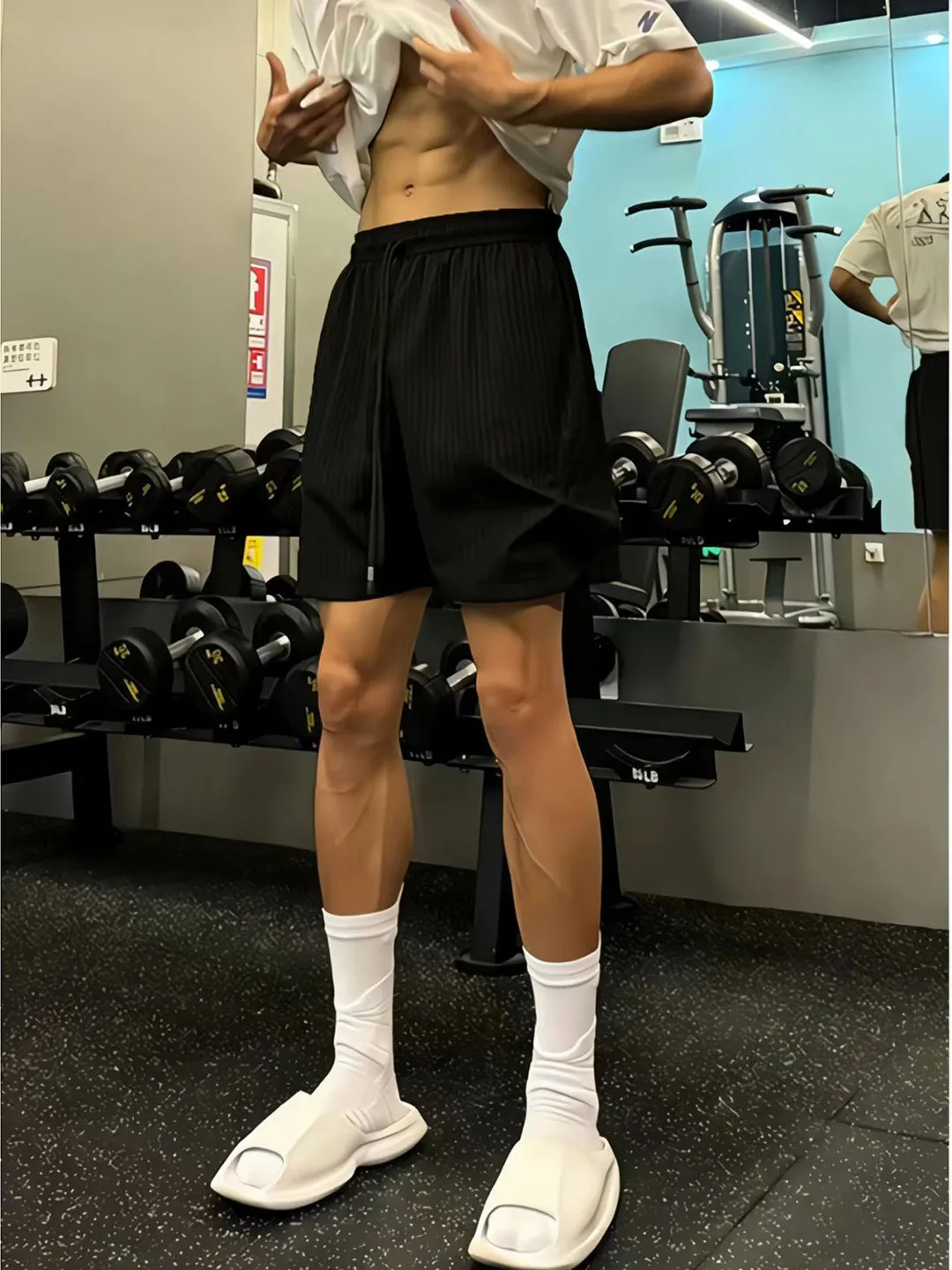 

Мужские летние свободные прямые брюки Bla Textured Fitn из охлаждающего ледяного шелка для активного отдыха, длиной до колена