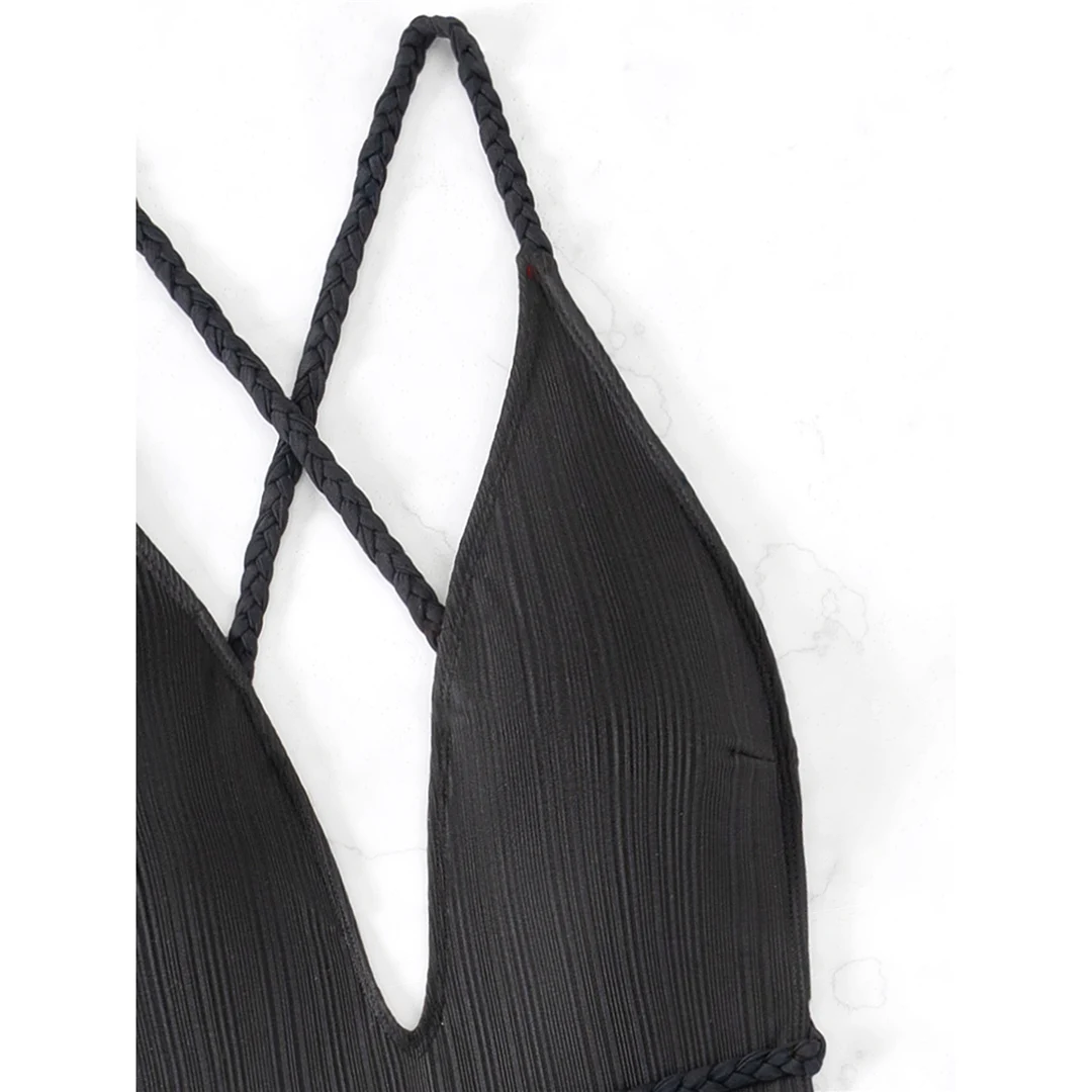 Einteiliger Badeanzug mit tiefem V-Ausschnitt und überkreuztem Rücken, Damen-Badebekleidung, Monokini mit hohem Beinausschnitt, Badeanzug, Badebekleidung, V5613 – Detail 13