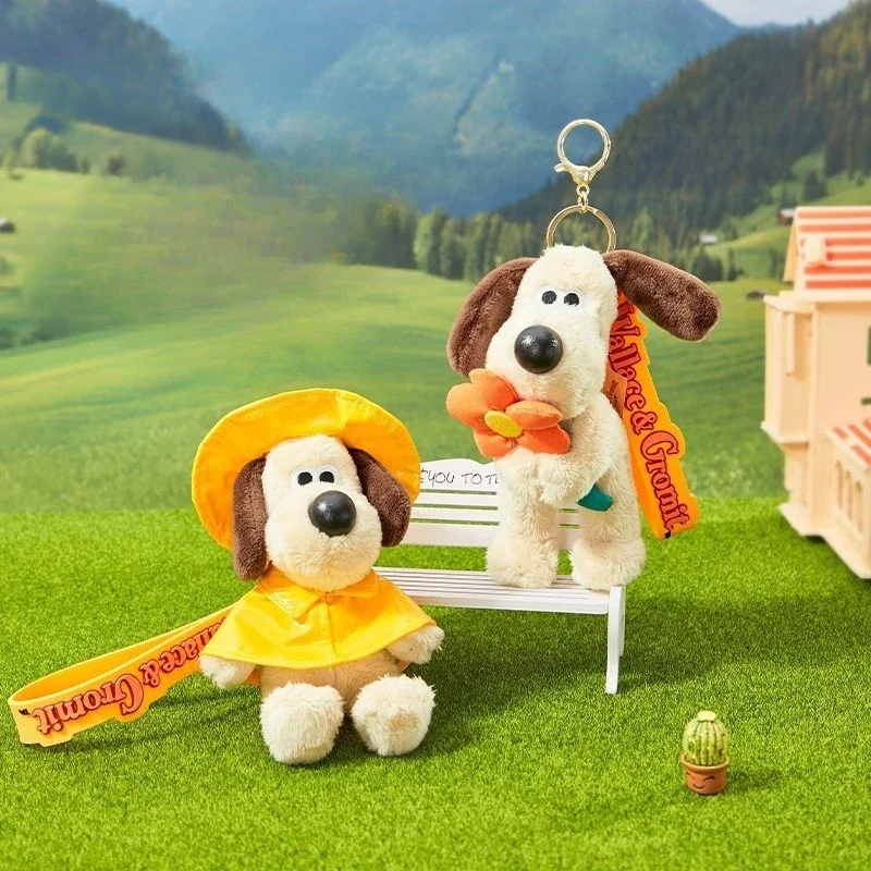 Grappige schattige hond Gromit pop pinguïn Wallace speelgoed cartoon gevulde hond tas hanger sleutelhanger anime schattige puppy verjaardag kerstcadeau