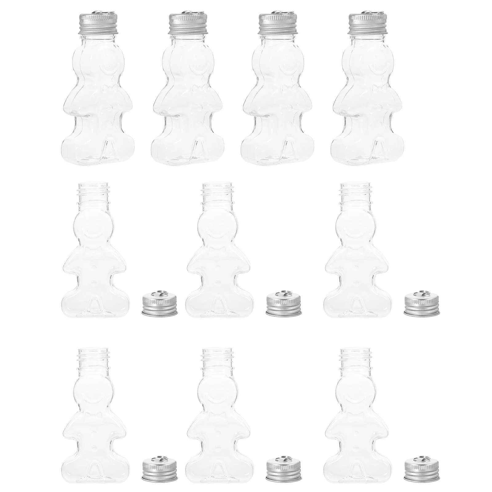 10 Pcs Gingerbread Man Bottle Decorative Beverage Bottles Christmas Candy Jar Sealing Juice Milk Tea