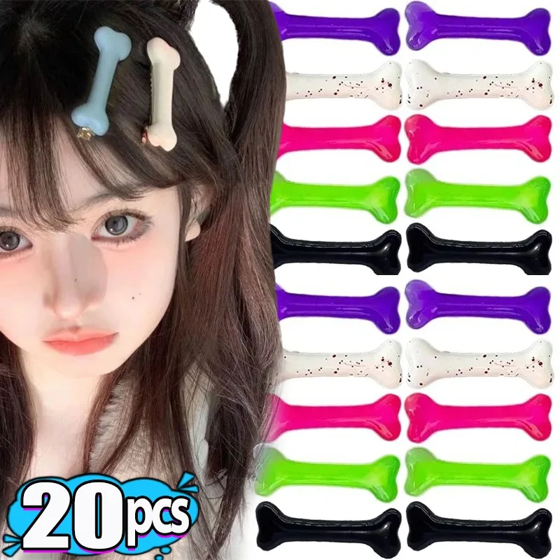 1/20 pz Y2K Bone forcine moda belle donne Gril Headwear Barrettes Vivid Dog Bone Hair Clips Side Hair Pin accessori per capelli