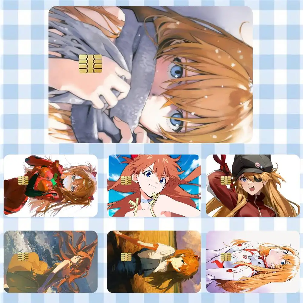 Asuka Langley Soryu Asuka Anime Girl  Sticker Film Tape Skin for Credit Card Debit Card Cartoon Waterproof Stickers