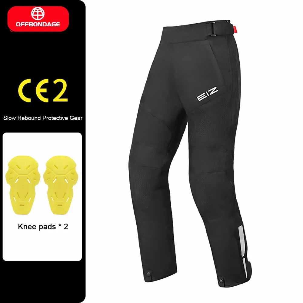 OFFBONDAGE Winter Motorcycle Trousers Men's Quick Release Pants Built in CE Protectors Warm Waterproof Off-road Motocross Pants