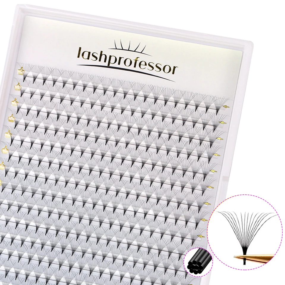 LASHPROFESSOR Schlanke, schmale vorgefertigte Fächerwimpern 6D 8D 10D 12D mit spitzer Basis – Professionelle Wimpernverlängerung, vorgefertigte Volumen-Fächerwimpern