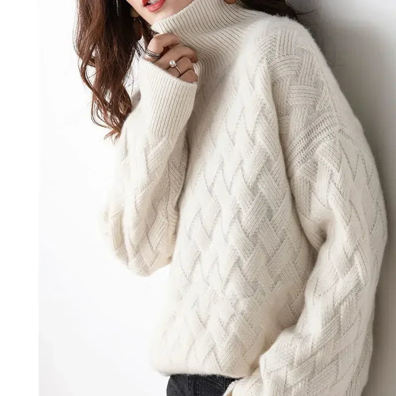 ZMZBCH Winter New Women Loose Sweater Casual Chic Cashmere Oversize Thick Sweater Pullovers Pullover Female Long Sleeve