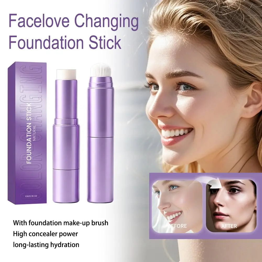 2 In1 Dual Head Color Changing Foundation Stick Smart Skin Tone Adapt High Coverage Moisturizing LongLasting Flawless Finish
