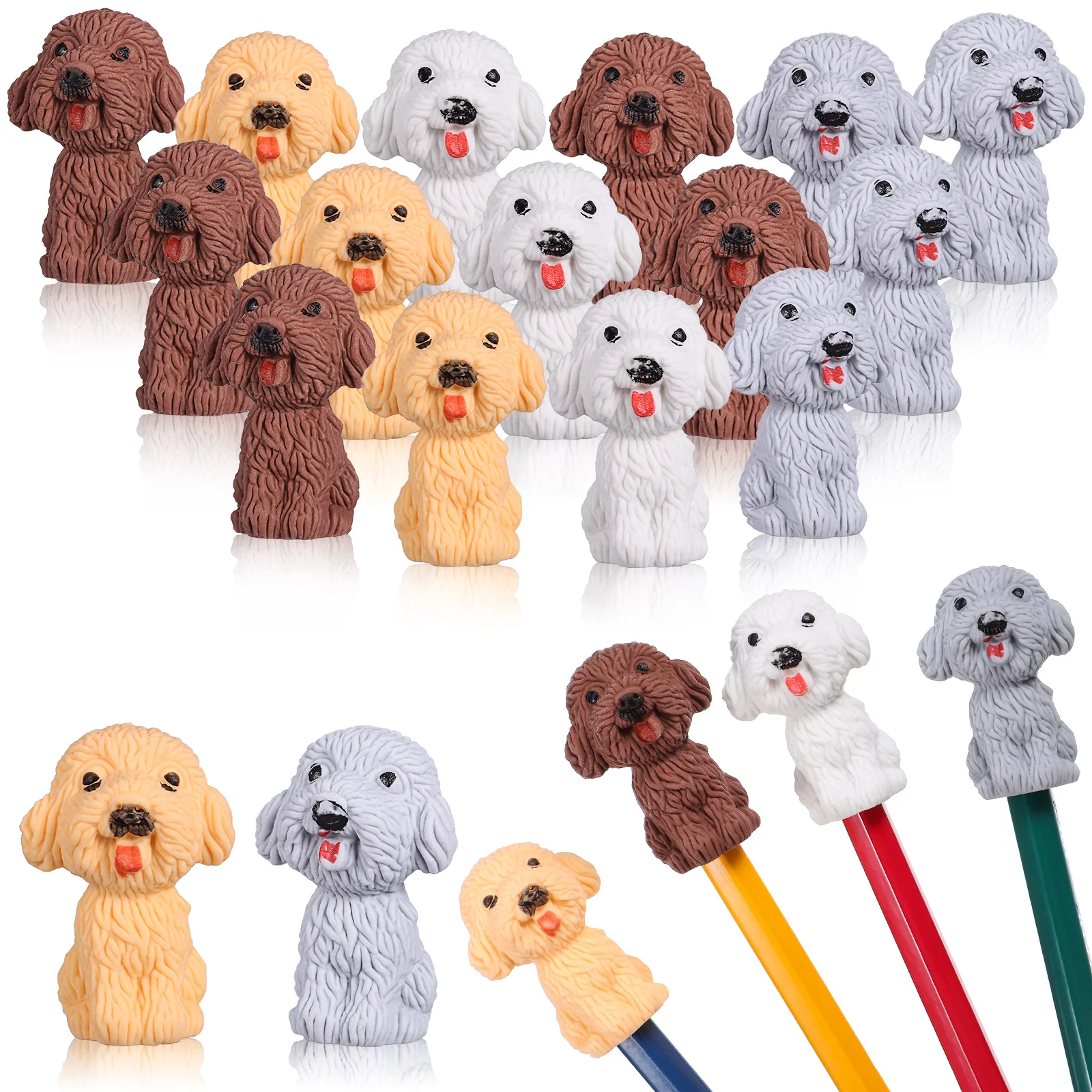 

40 Pcs Eraser Caps Dog Erasers Animal Erasers Drawing Erase Small Erasers Mini Dog Figurines School Supplies