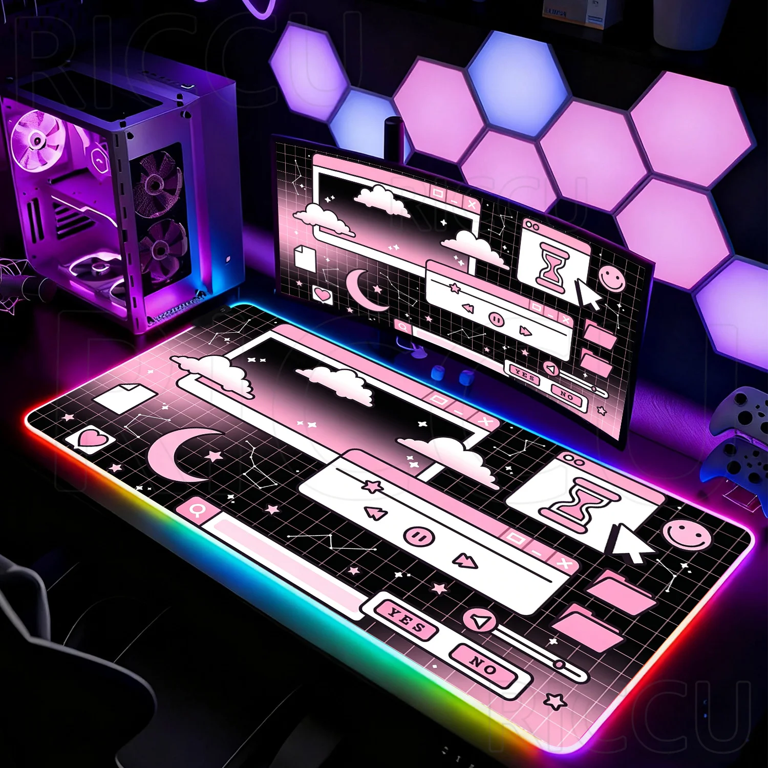 

RGB XXL Pixel Computer page HD Printing cute Gamer Mouse Pad Office Desk Mat Large LED Mousepad Non-slip Computer PC accessories