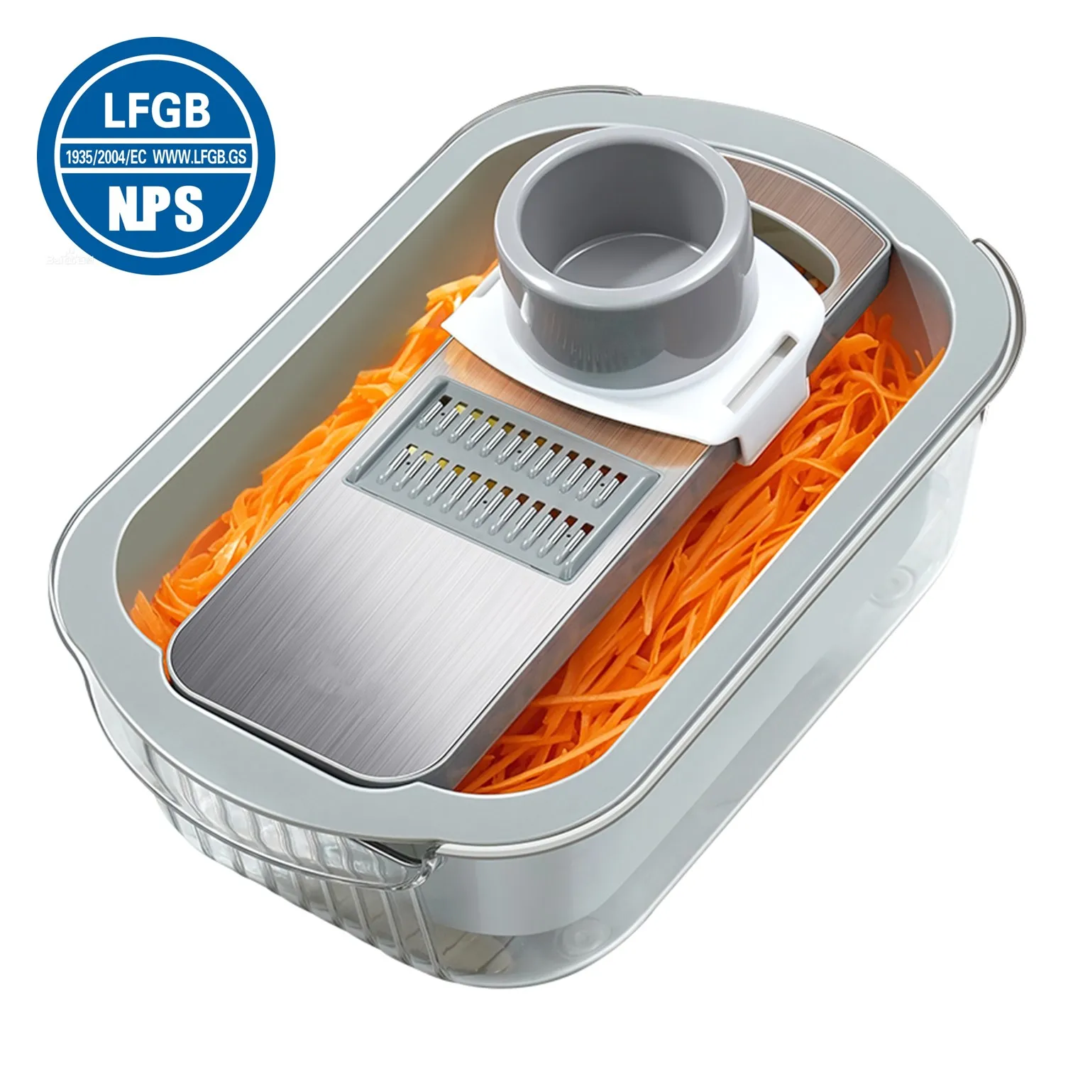 

LFGB Certificated 316L Stainless Steel Grater and Kitchen Washer 2 in 1 Vegetable Slicer Fruit Basin for Cooking Strainer