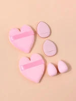 6Pcs Heart Shape Makeup Puff Set Dry Wet Dual Use Makeup Sponge Foundation Powder Puff With Storage Bag Cosmetic Makeup Tools 3