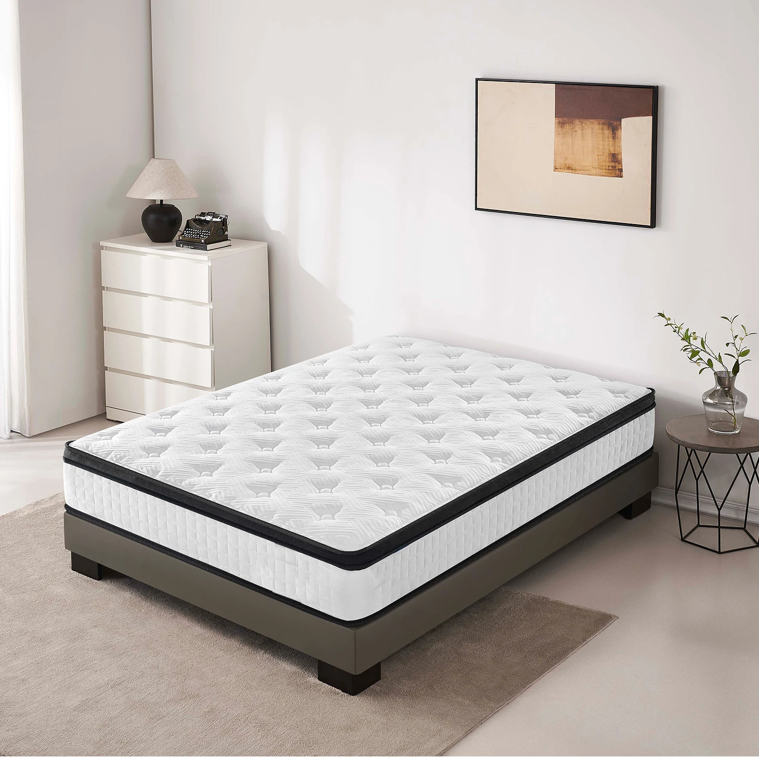 Twin Size 12 Inch 7-Zoned Cool Memory Foam Individual Pocket Spring Hybrid Mattress