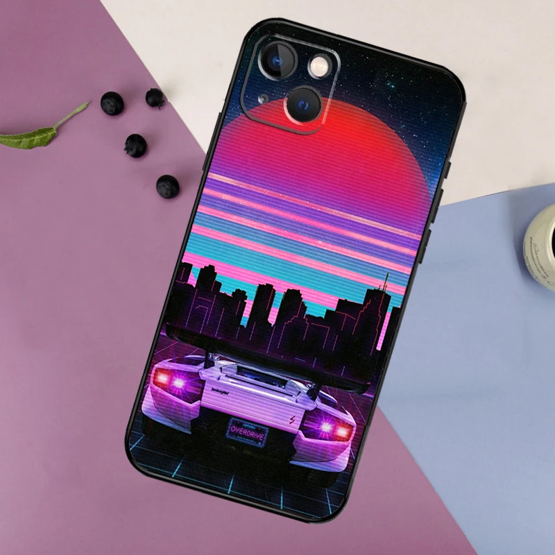 Neon Retrowave 80s vintage art Case For iPhone 16 15 14 13 12 11 Pro Max Plus X XS Max XR 7 8 Cover Accessories