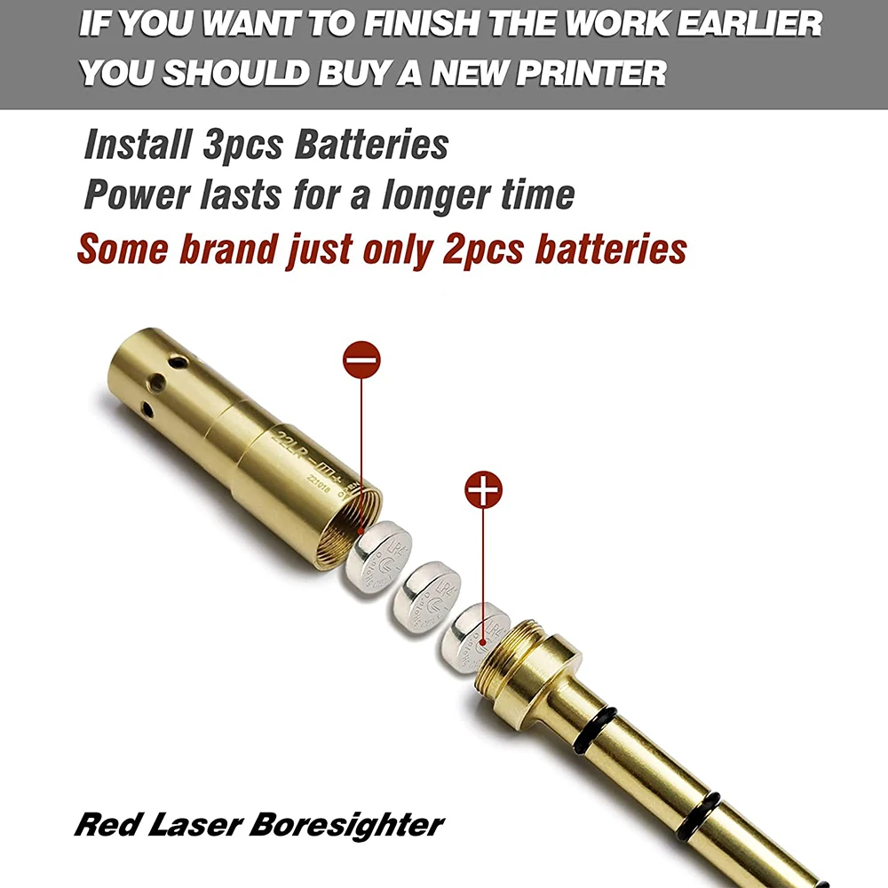 Laser Bore Sight para Pistola Rifle, Cartucho Colimador, Sight End Barrel,. 22LR,. 177. 223Rem, 9mm,. 38Spl