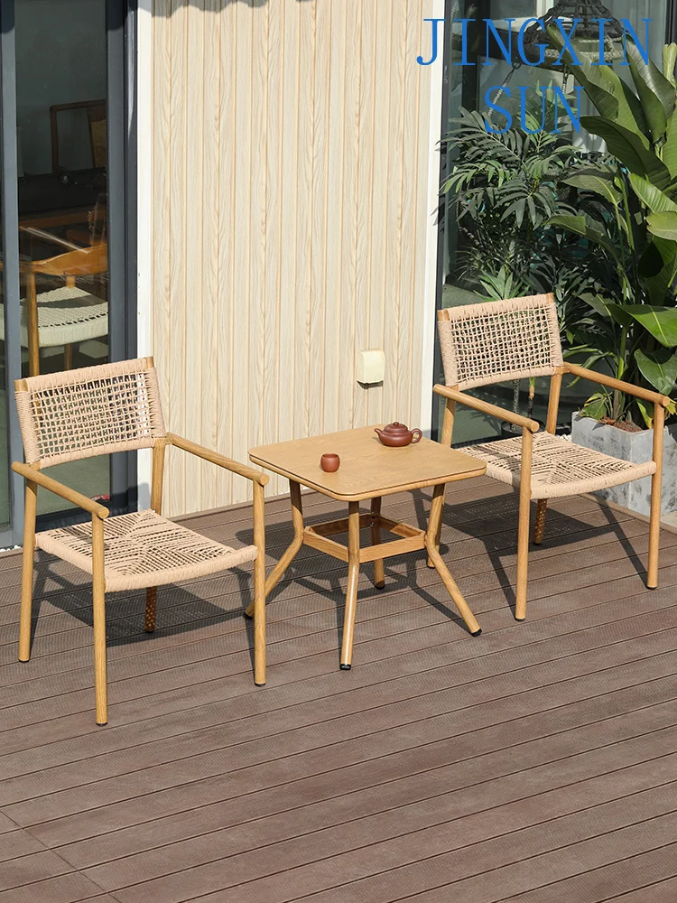 Outdoor  courtyard garden balcony drinking tea reading leisure rattan chair three-piece set small coffee table