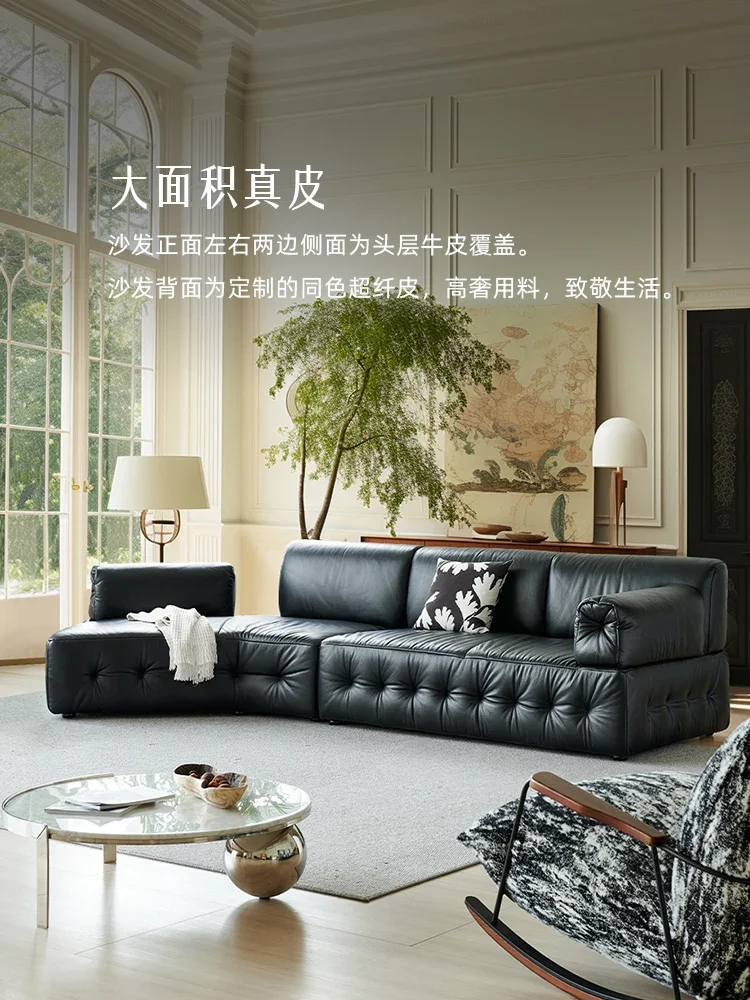 Living Room Leather Sofa Special-Shaped Household Large and Small Apartment Imported