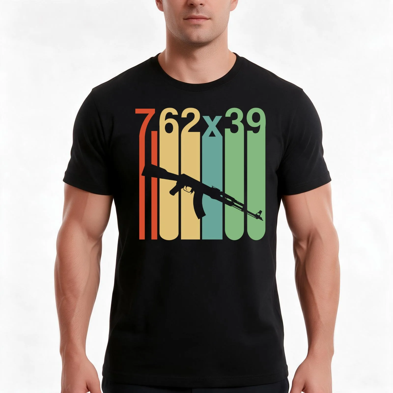 Retro Vintage AK-47 Rifle 2nd Amendment Gun Gift Gun Rights 7.62x39 T-Shirt, Summer Casual Cotton Tee, Oversized Streetwear Tops