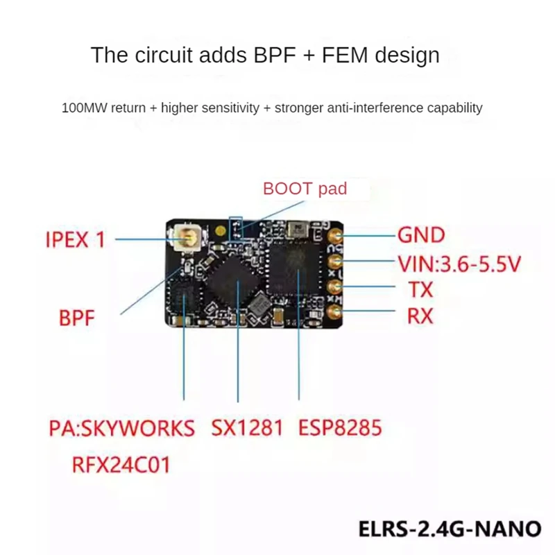 مستقبل تعبير ELRS-Nano مع هوائي من النوع T ، طائرة بدون طيار FPV بتحكم عن بعد مطورة ، كوادكوبتر ، V3.0 ، MW ، Ghz