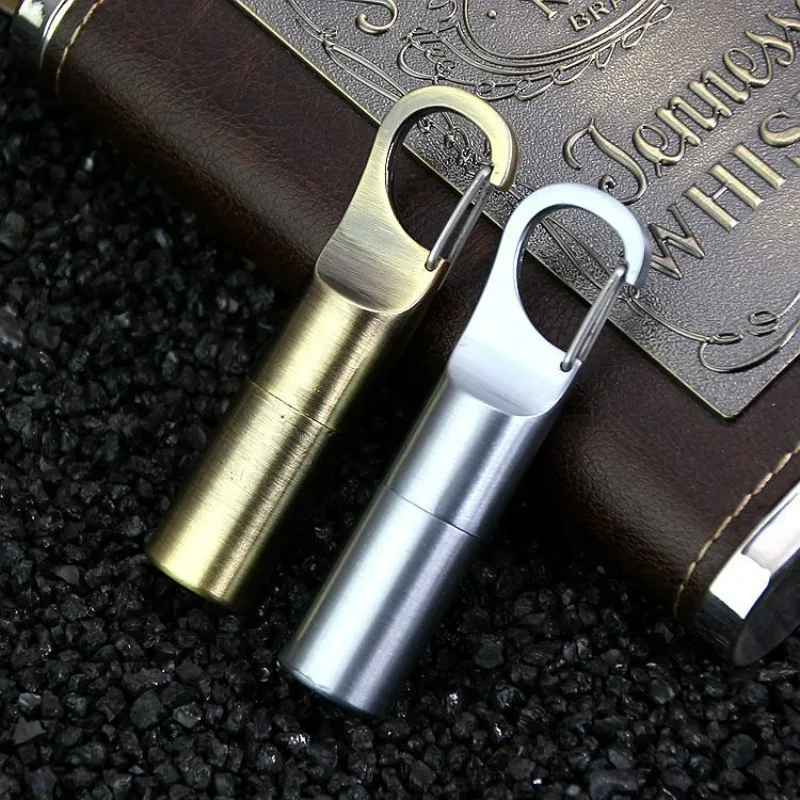 Mini Kerosen Lighter Keychain Metal Open‑Flame Igniter Portable Outdoor Survival Fire Starter Pocket Smoking Accessory Men Gift