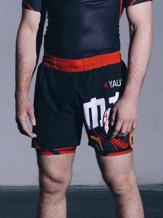 

MANTO Spoter Fake Two Shorts Men's Black Summer Short Rash Guard & Fight Shorts Quick-Dry MMA Training Fitness Sportswear