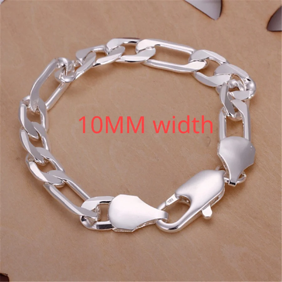 925 Silver Square Chain Bracelet for Women and Men