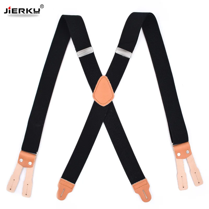 New Buttons Suspenders Fashion  Leather Braces Adjustable Elastic Suspenders Bretelles Y-Back ligas Tirantes 3.5*120cm Dad Gift