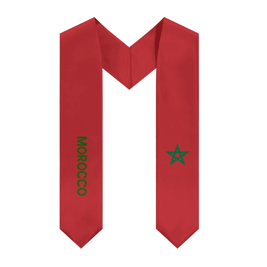 More design Graduation shawl Morocco Flag & United States Flag Stole Sash Honor Study Aboard International Students