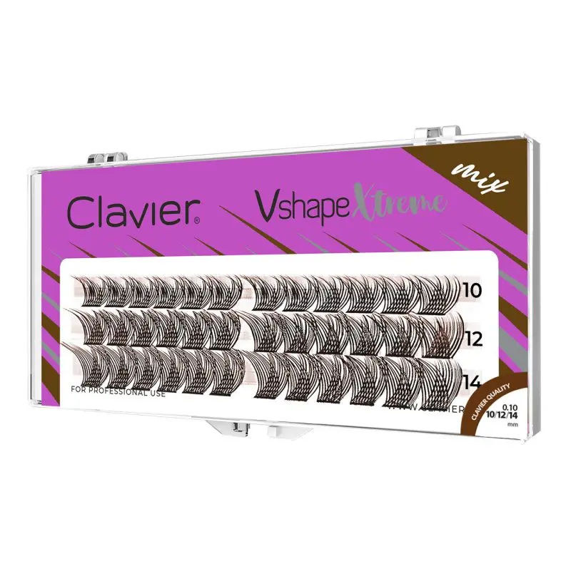 Clavier Brown VshapeXtreme Eyelash Wide Band Individual DIY False Lashes Extension Soft Natural Segment Lash