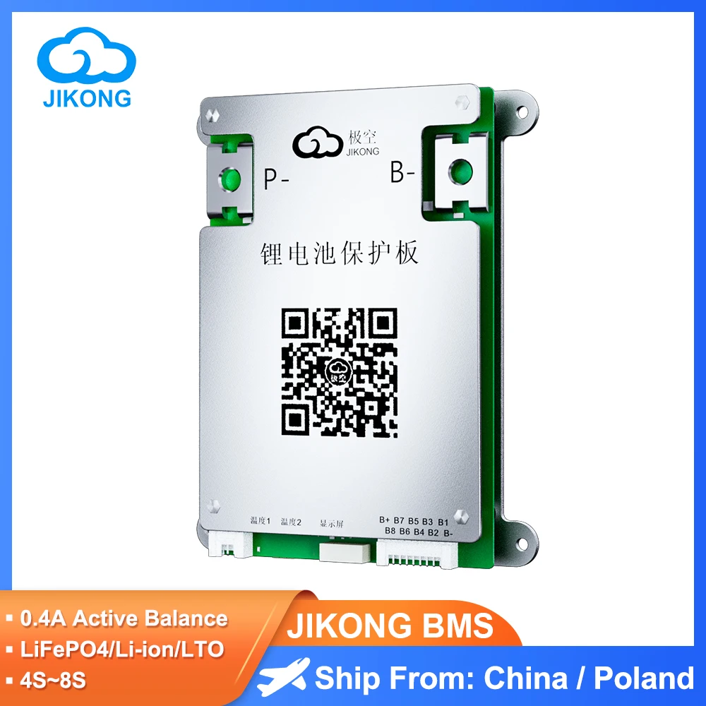 JIKONG Smart BMS BD4A8S4P Active Balance Current 0.4A 4S-8S 40A Li-ion/LiFePo4/LTO Battery Protection Active Smart BMS Balancer