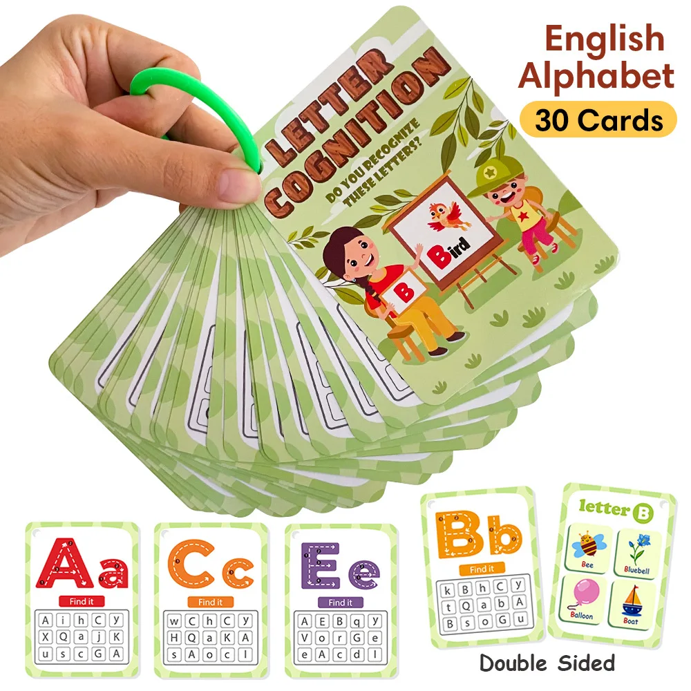 30 SZTUK KART Z NADRUKIEM ALFABETU, KARTY EDUKACYJNE DO Nauki Angielskiego Dla Dzieci
