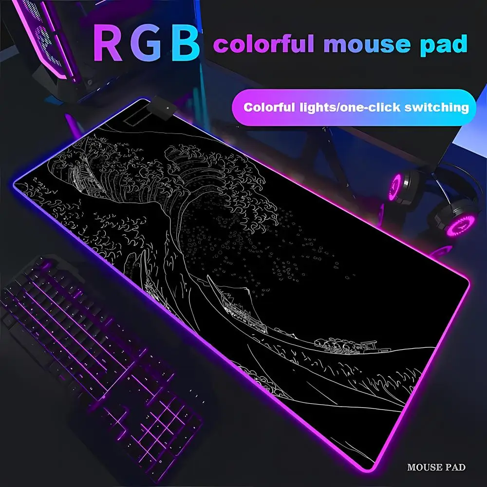 

RGB HD Large Gamer Mouse Mat Gaming XXL Mouse Pad Great Wave Gaming Office Table Carpet Gaming Mats Computer Big Deskmat HYBXAXC