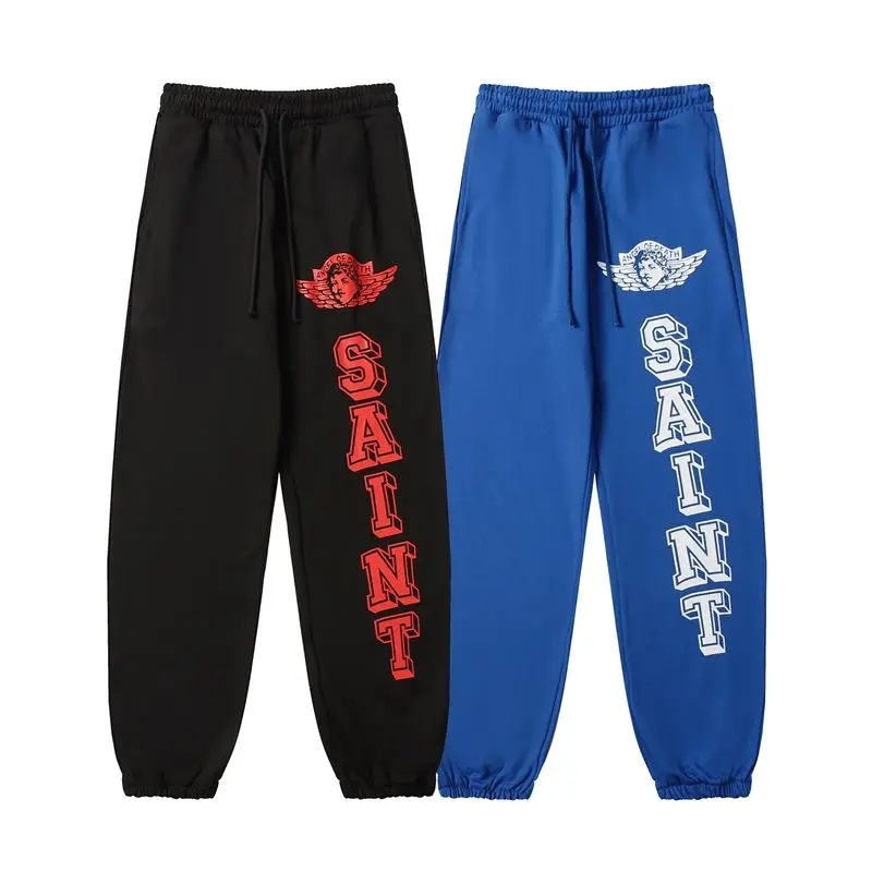 European and American Trendy Brand High Version Saint Michael Pure Cotton Sweatpants Spring and Autumn Casual Loose Tied Feet