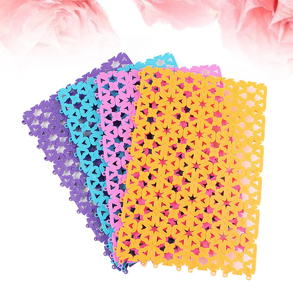 

4pcs Pet Cage Mats Breathable Non-slip Rabbit Cage Mat Multi-function Mesh Nest Plastic Pad Pet Supplies (Random Color)