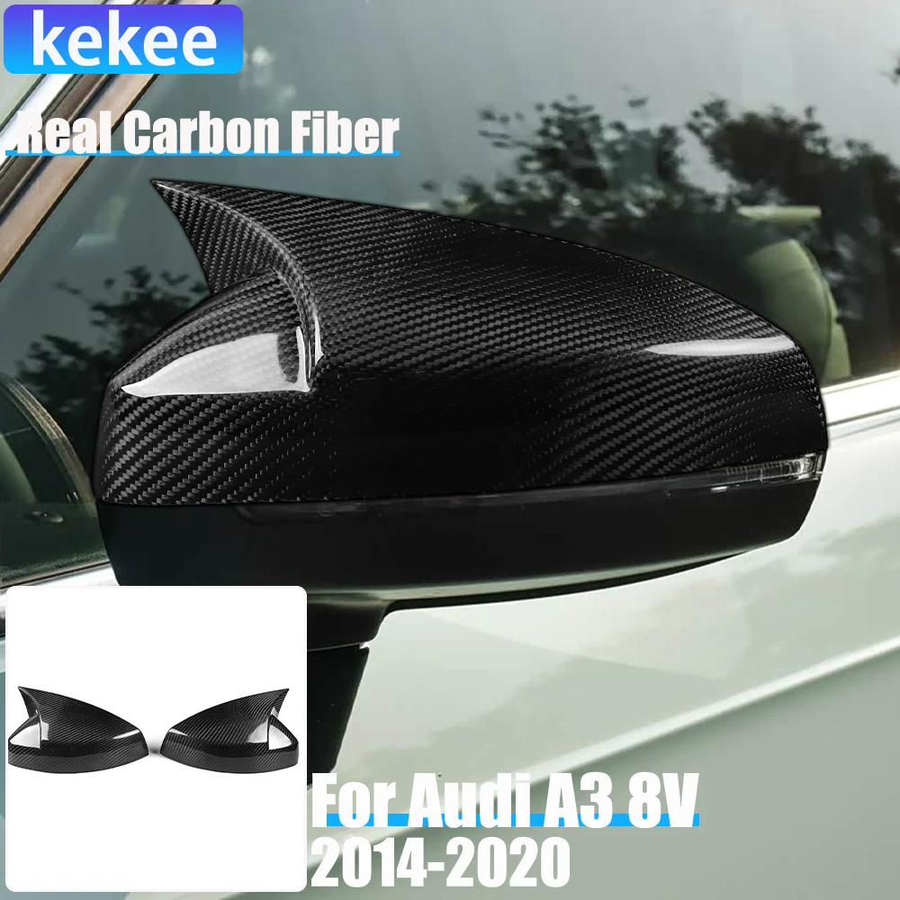Real Carbon Fiber Car Accessories Side Mirror Cover Decorative Trim For Audi A3 S3 RS3 8V 2014 2015 2016 2017 2018 2019 2020
