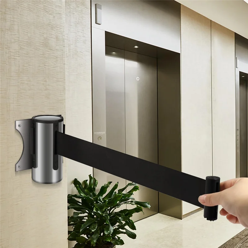 

AED5-Crowd Control Retractable Belt Barrier - 10Ft Wall Mounted Safety Barrier Belt, Queue Line Dividers With Nylon Belt