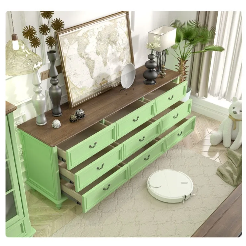 American rural retro style pure solid wood nine chest 1.2 meters 1.4/1 bedroom bedside storage locker
