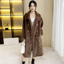 Faux Fur Coat Long Coat Women's Lapel Double-breasted Loose Warm High-end Atmospheric Coat Jacket 2024 Autumn And Winter New