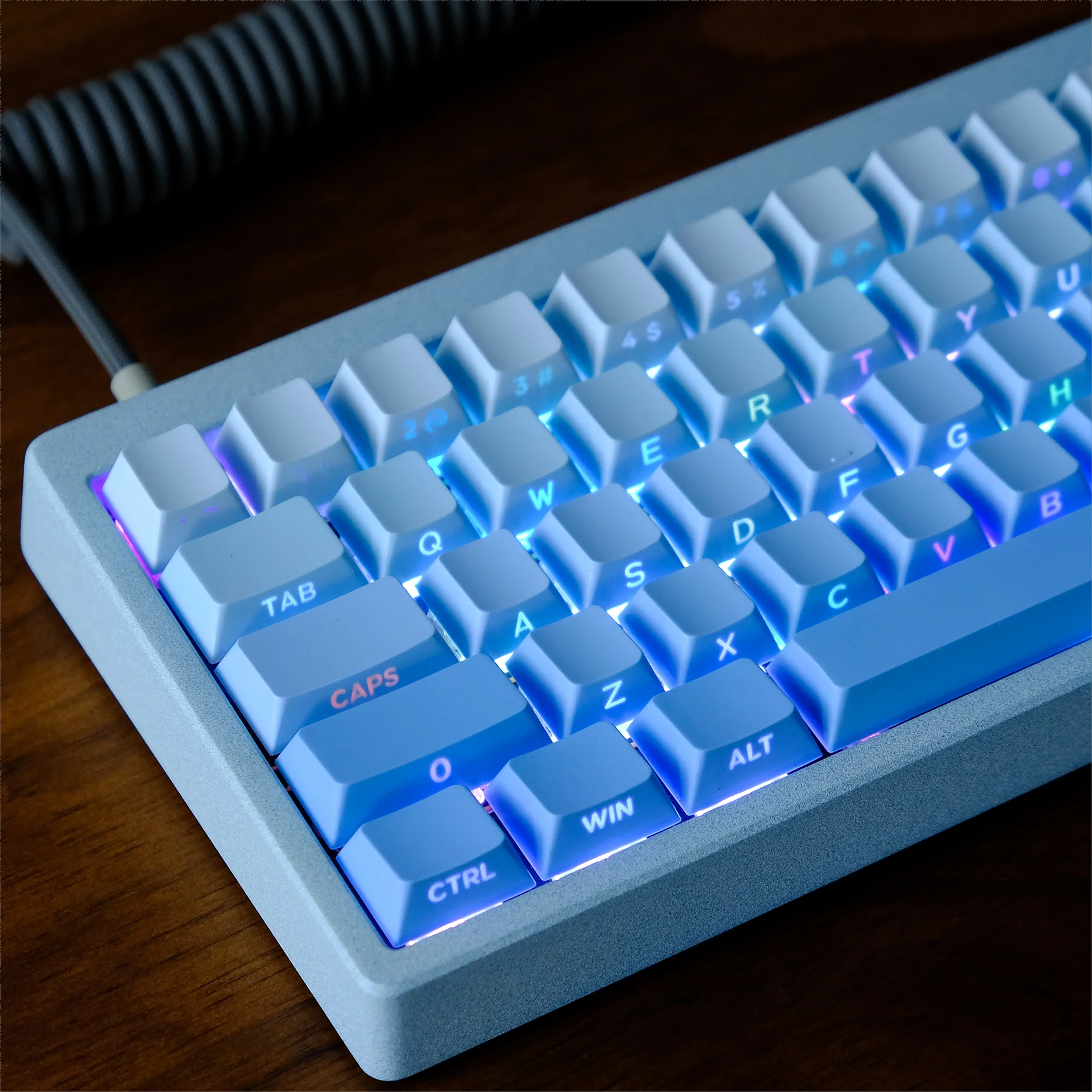 Gradient Blue Side Printed Keycaps OEM Profile Double Shot PBT Keycaps 135 Keys for Cherry Gateron MX Switches Gamer Keyboard