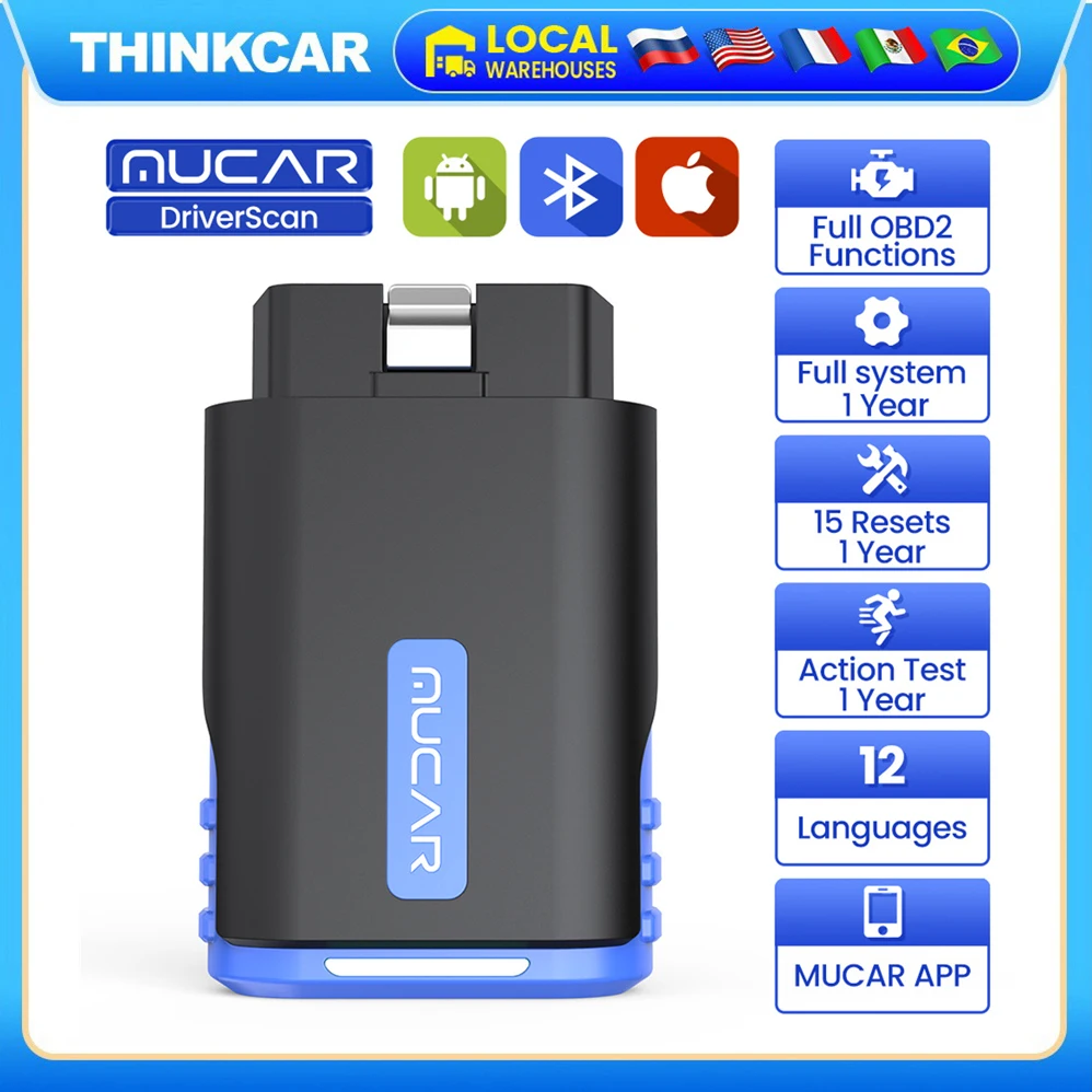 MUCAR Driverscan 2024 Diagnostic Tool Full System OBD2 Scanner 15 Resets BI-Directional Control Code Reader Check Engine Light