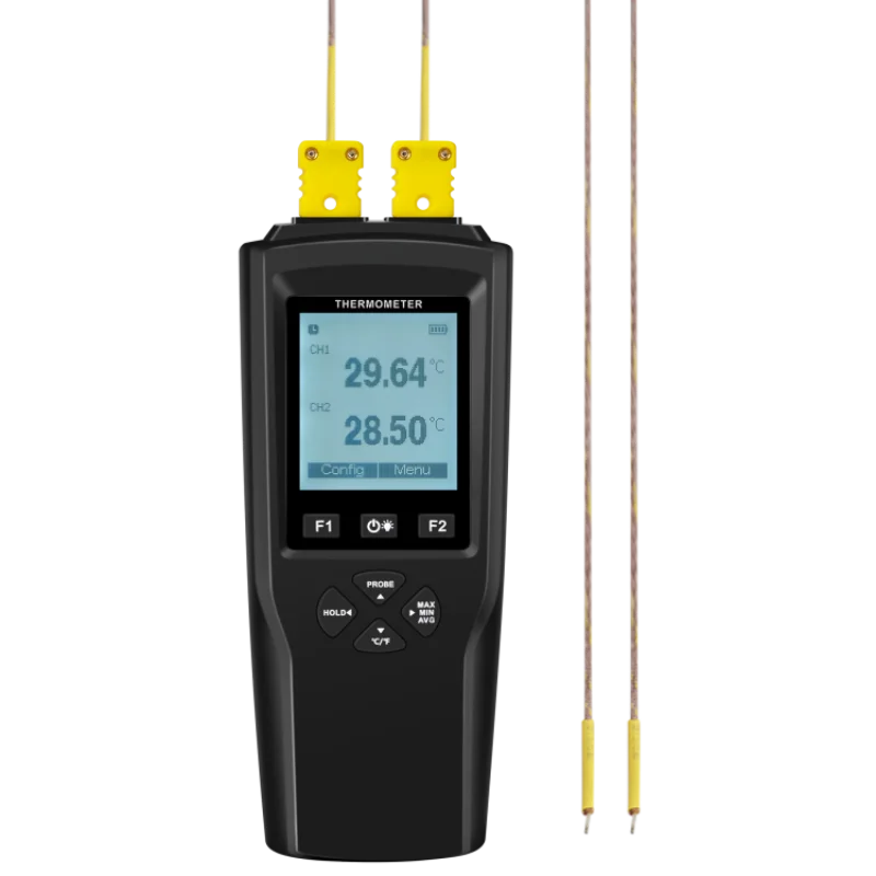 YET-620L Digital LCD K-Type Probe Double Channels High Accuracy Temp Measuring Thermocouple Thermometer