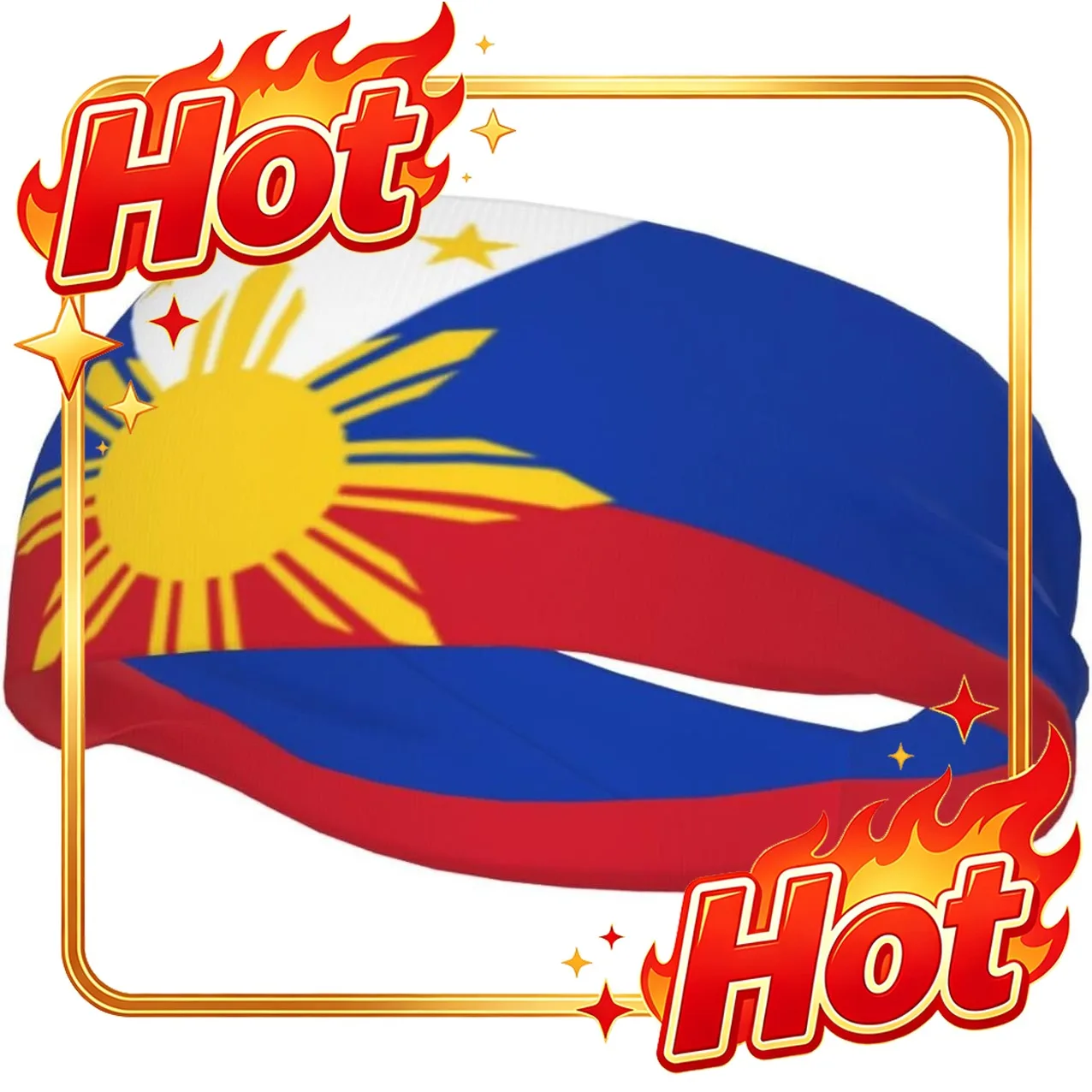 Custom Cute Philippines Flag Sports Headband Filipino Sweatband for Men Women Running Cycling Yoga Fitness Workout