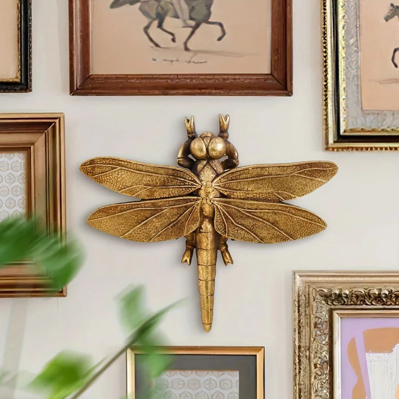 Golden Dragonfly Bee Beetle Resin Wall Decoration Home Indoor Insect Wall Mural Ornaments Children's Room Wall Accessories Items