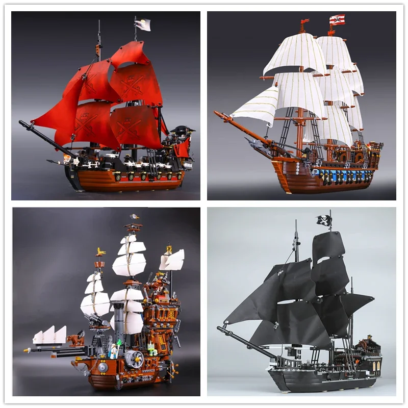 

IN STOCK Film Pirate Ship Series Black Pearl Sailboat Sea Cow Boat Model Building Blocks Toys Boy Gifts 70810 4184 4195 10210