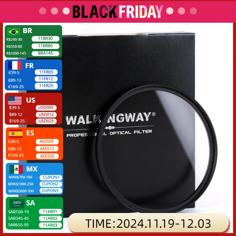 Walkingway UV Filter 77mm 67mm 55mm Camera Filter Ultra-Violet Lens Protector Filter 49 52 55 58 62 72 82 Filter for DSLR Camera