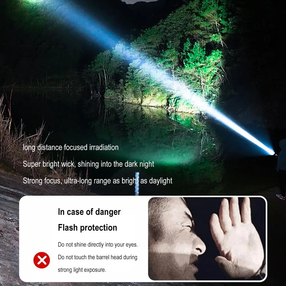 Multi-function Strong Light Flashlight, Digital Electric Waterproof Zoom, Telescopic Display, Portable Flashlight Outdoor S7y2