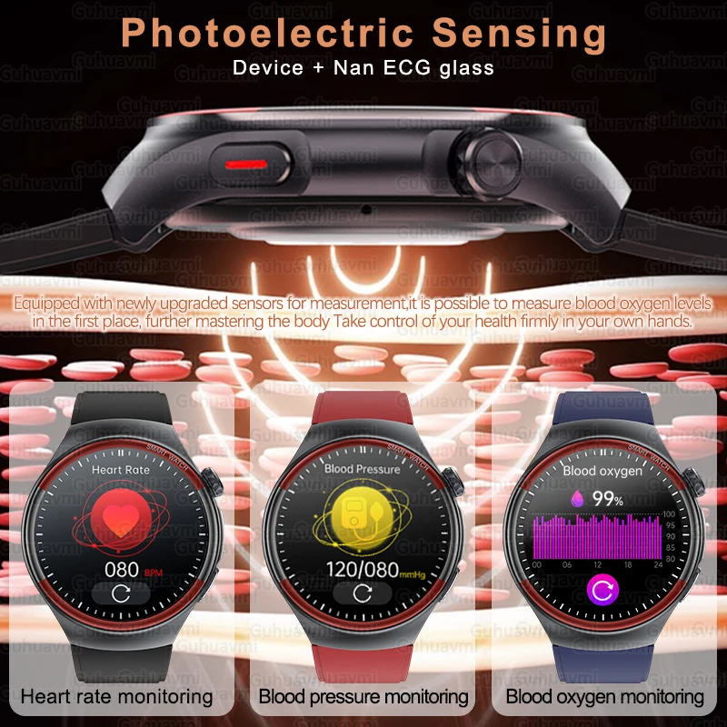 2025 New High-end Laser Detection Smart Watch Men Precise Blood Pressure Heart Rate Oxygen HRV Bluetooth Call NFC Health Watches