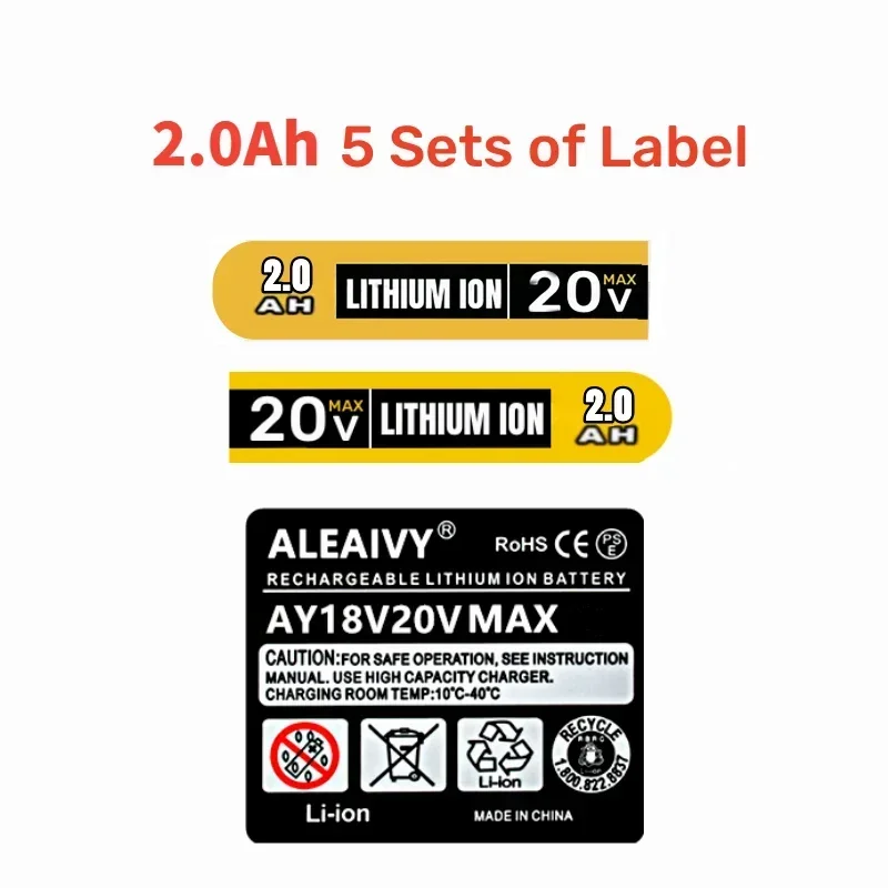 DCB200 Lithium Ion Battery 3.0Ah Label for DeWalt 1.5/2.0/2.5Ah 18V 20V Lithium Battery Accessories DCB201 DCB203 DCB183 Label