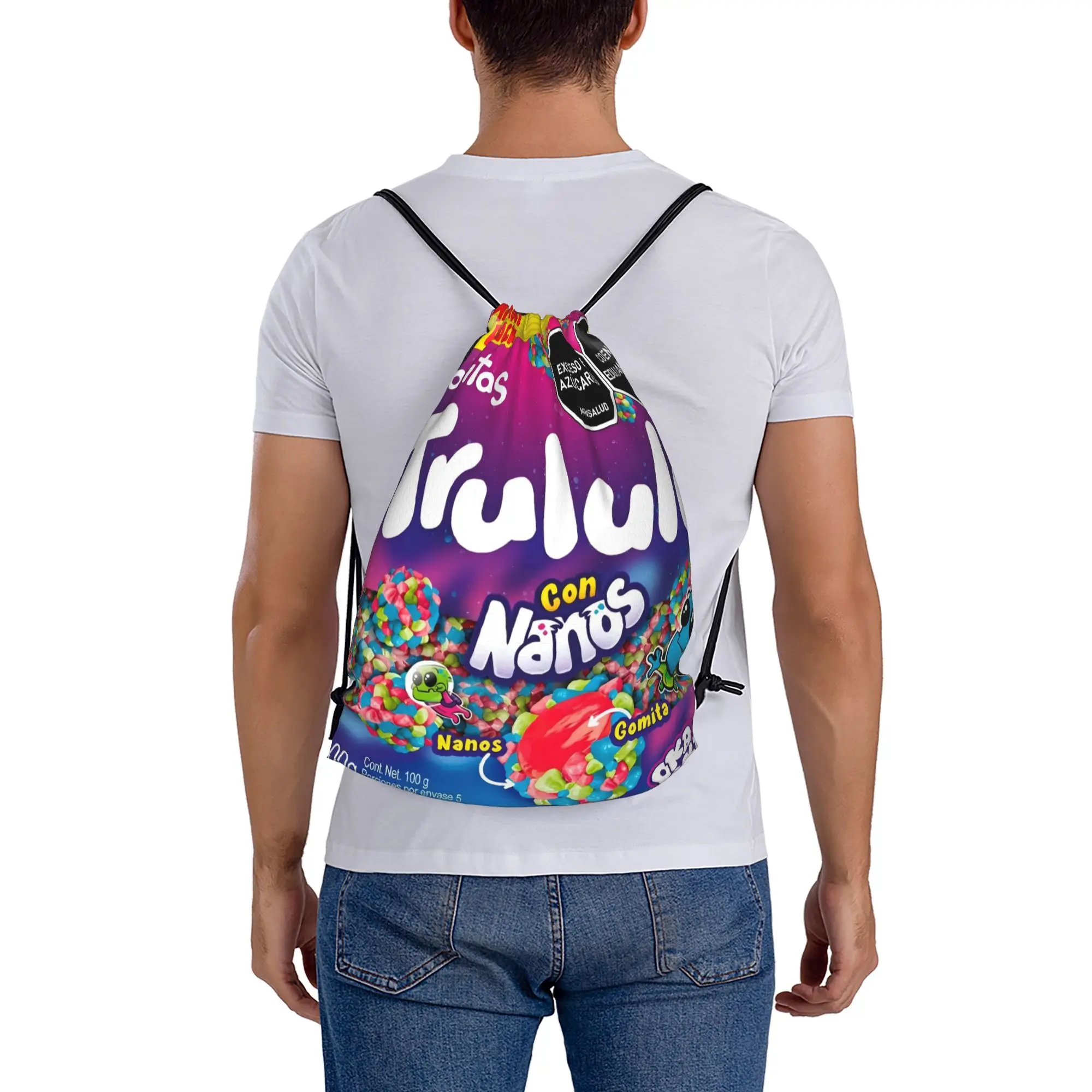 Trululu 1  Multi-function Pocket Men Women Storage Backpack Teenager Travel Bag Print Drawstring Bags