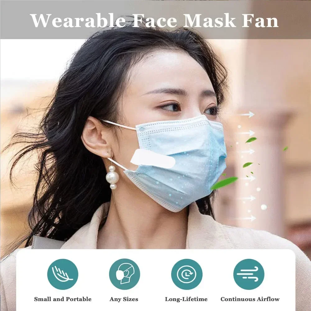 Rechargeable USB Mask Fan Clip Wearable Air Condition Face Fan Mini Smart Anti-Smart Electric Cooling Fan Mouth Cover Fan 85mah