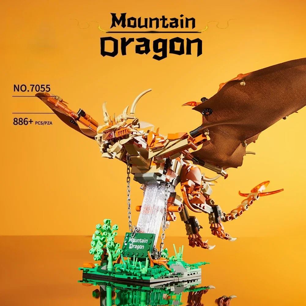 

DK7055 MOC Magic Animal Mountain Dragon 886PCS Small Building Blocks DIY Creative Magical Model Bricks Kit Toy Gift for Children
